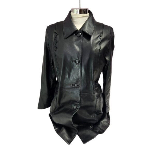 Alaska vintage Button-down Leather Jacket Size Small black - Picture 2 of 11